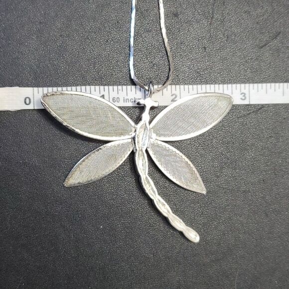 Silver tone dragonfly pendant necklace - Picture 6 of 10